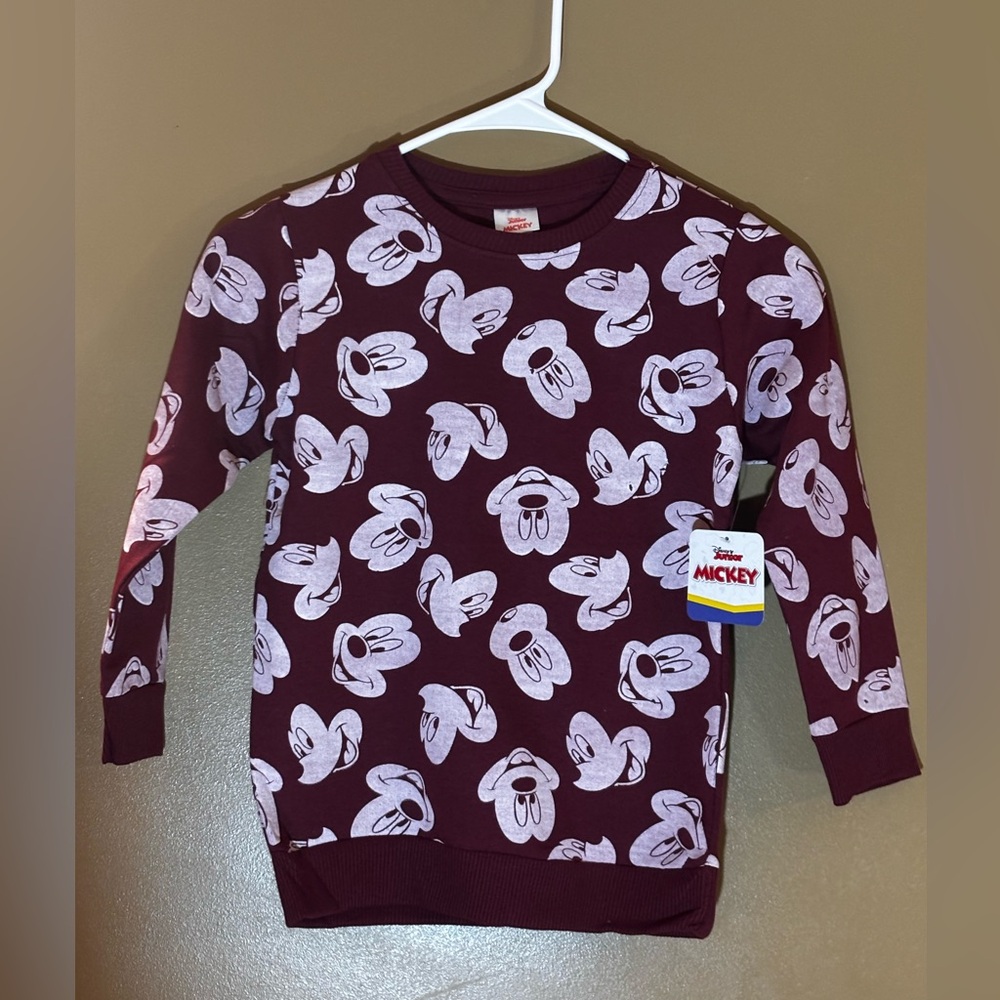 Disney Kids Sweatshirt with Mickey Mouse Print - Burgundy